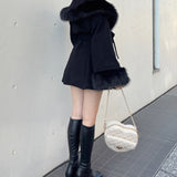 ファー付きケープガウンコート