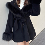 ファー付きケープガウンコート