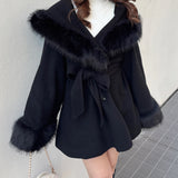 ファー付きケープガウンコート