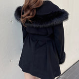 ファー付きケープガウンコート