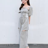 【予約商品5月中旬お届け】サイドリボンスウェットパンツ