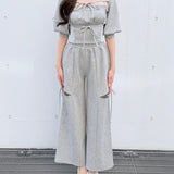 【予約商品5月中旬お届け】サイドリボンスウェットパンツ