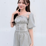 【予約商品5月中旬お届け】サイドリボンスウェットパンツ