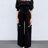 【予約商品5月中旬お届け】サイドリボンスウェットパンツ