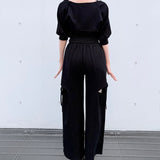 【予約商品5月中旬お届け】サイドリボンスウェットパンツ