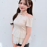 【予約商品 4月下旬発送】ドットワンショルペプラムトップス