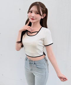 ストーンドットBACKリボントップス