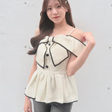 【予約商品5月中旬お届け】リボンペプラムブラウス