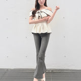 【予約商品5月中旬お届け】リボンペプラムブラウス