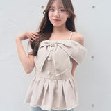 【予約商品5月中旬お届け】リボンペプラムブラウス