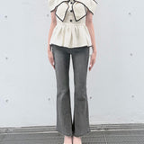 【予約商品5月中旬お届け】リボンペプラムブラウス