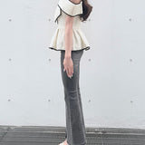 【予約商品5月中旬お届け】リボンペプラムブラウス