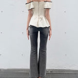 【予約商品5月中旬お届け】リボンペプラムブラウス