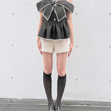 【予約商品5月中旬お届け】リボンペプラムブラウス