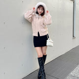 ファー付きニットパーカー