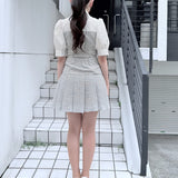 【予約商品 8月上旬お届け】シャツドッキングプリーツミニワンピース