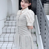 【予約商品 8月上旬お届け】シャツドッキングプリーツミニワンピース