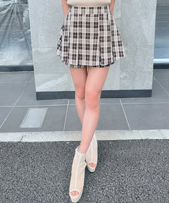 【SALE】チェックボックスプリーツスカパン