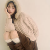 ファー付きニットパーカー